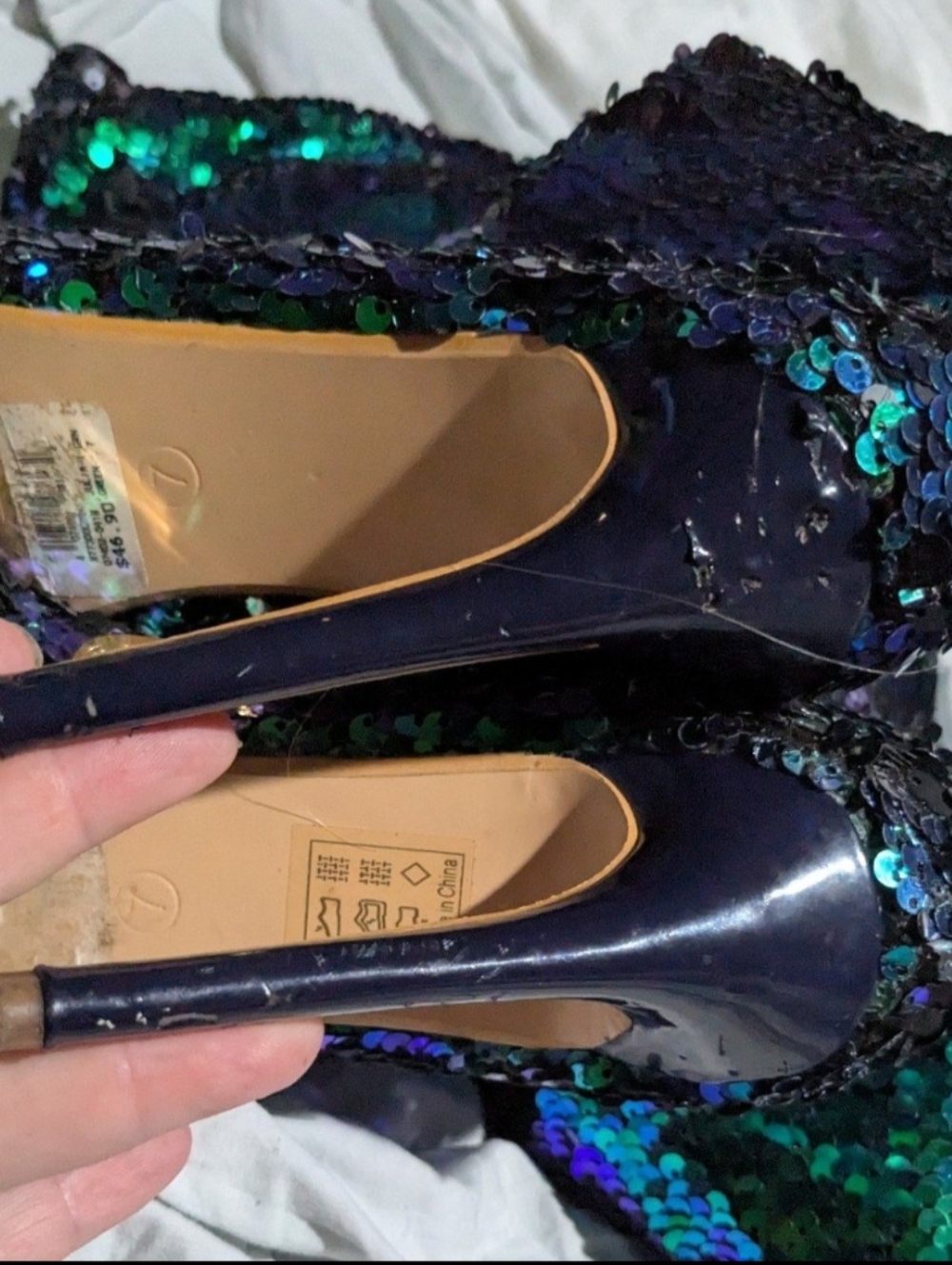 Cape Robbin Thigh High Mermaid Sequin Blue Green Open Toe Fetish Boots Size 7 - Picture 5 of 12